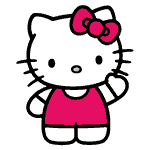 Hello Kitty Waving in Pink Outfit