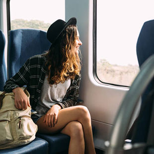 woman on a train