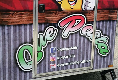 que pasta food truck logo