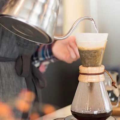 water poured into coffee filter