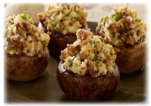 a picture of sausage stuffed mushrooms