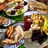 Honduran Breakfast, Baleadas and Pastelitos filled with chicken.